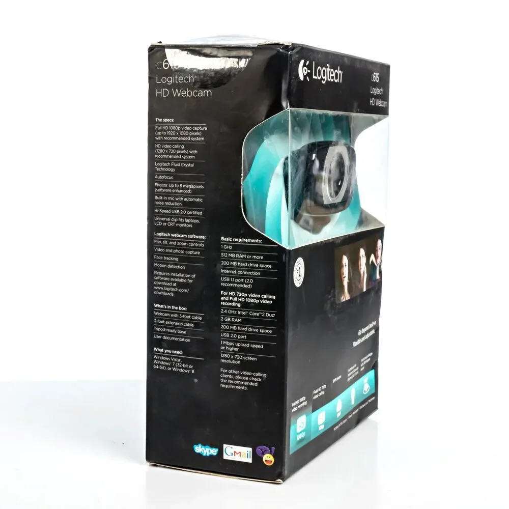 Logitech C615 Portable HD Webcam Autofocus 1080p Black USB 2.0 - New Sealed